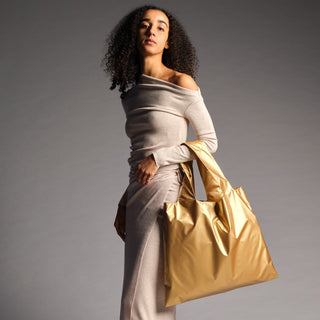 METALLIC Gold Bag with Zip Pocket