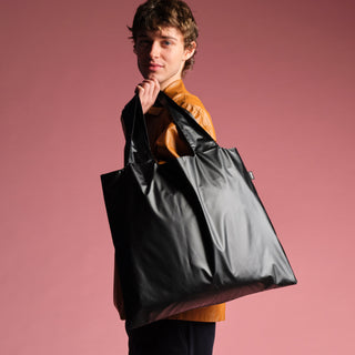 METALLIC Black Bag with Zip Pocket