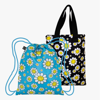 SMILEY Flowers Reversible Recycled Backpack