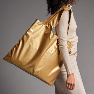 METALLIC Gold Bag with Zip Pocket